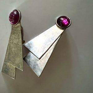 Vintage Amethyst Clip on Statement Earrings